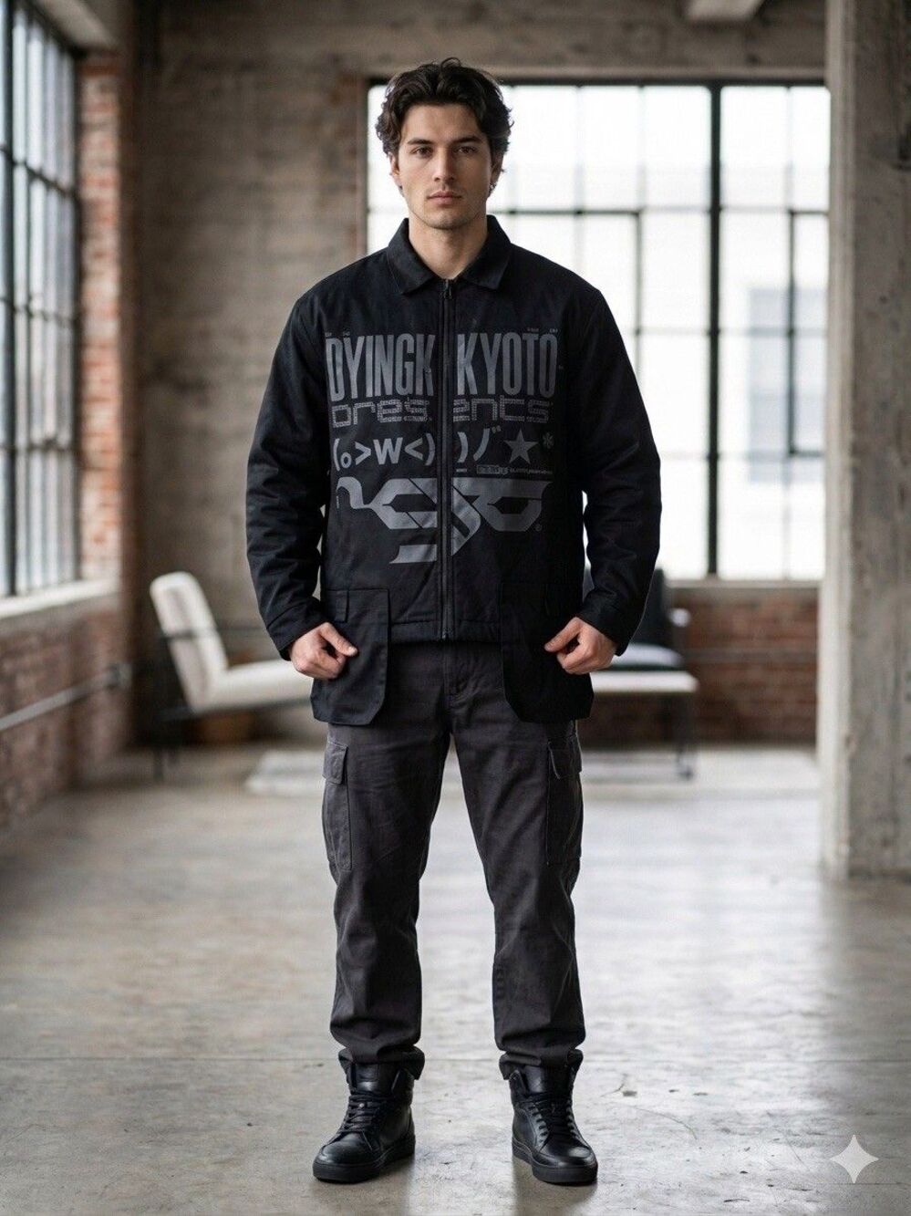 UN!SS&X Dying Kyoto Quilted Workwear Jacket Black Mens Medium Brazil Streetwear